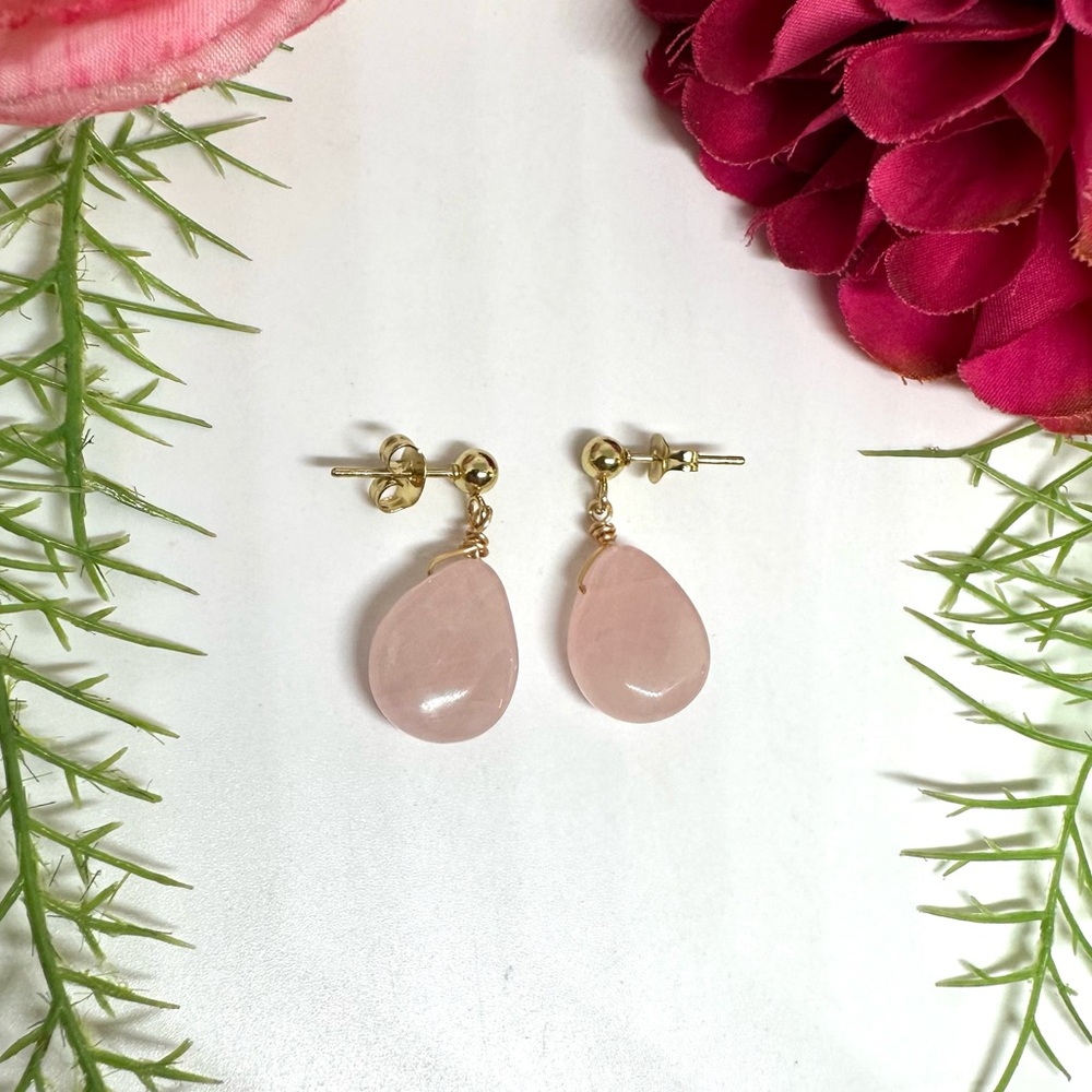 NEW⚜️Rose Quartz Teardrop Earrings